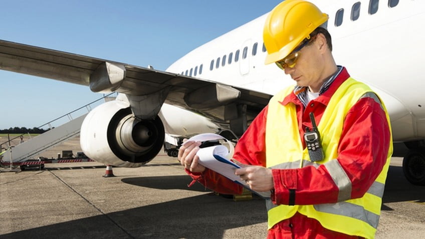 safety check of airplane